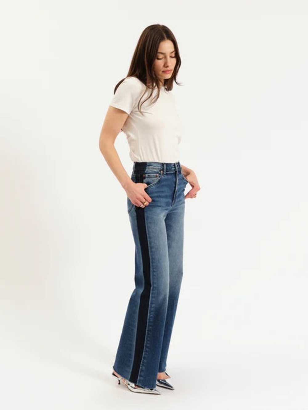 Women’s Daze Tuxedo Wide Leg Two Tone Jeans